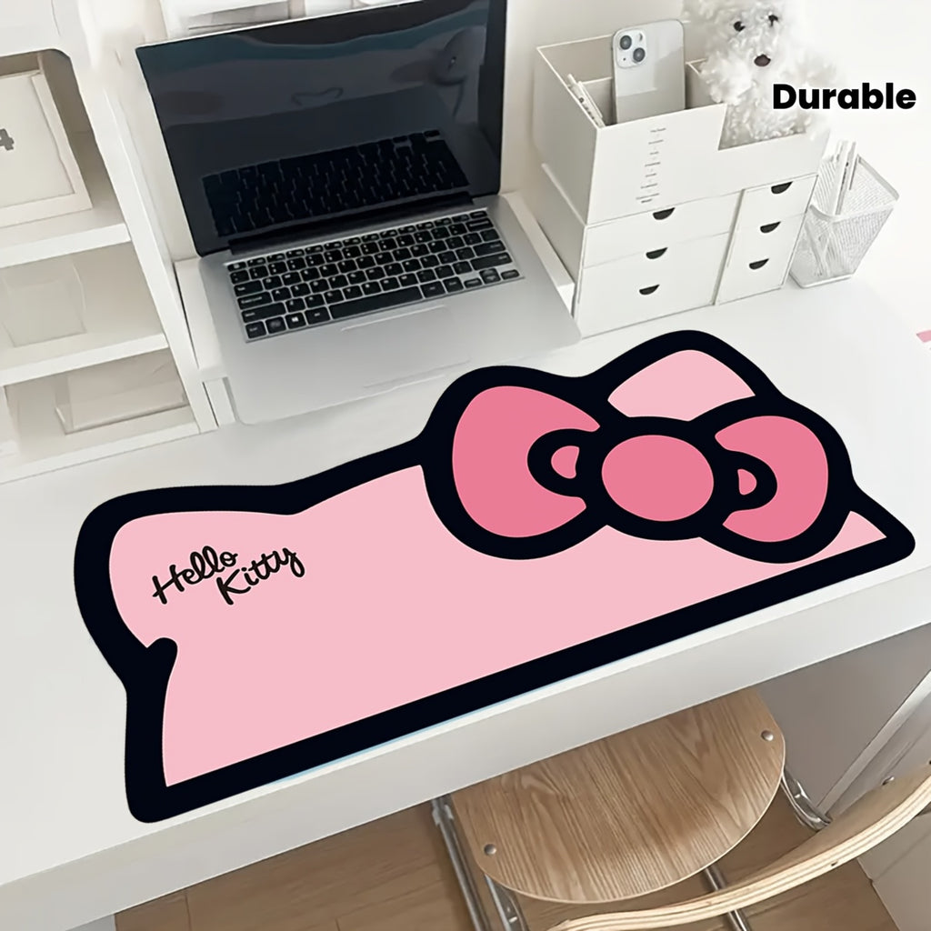 1pc Sanrio Hello Kitty Large Mouse Pad Desk Mat - Cute Pink and Black Design with Bow, Rubber Base, Durable Technical Fabric Suitable for Office and Gaming Computer Keyboards, Desk Mat | Cute Desk Accessory | Durable Mouse Pad, Desk Mat