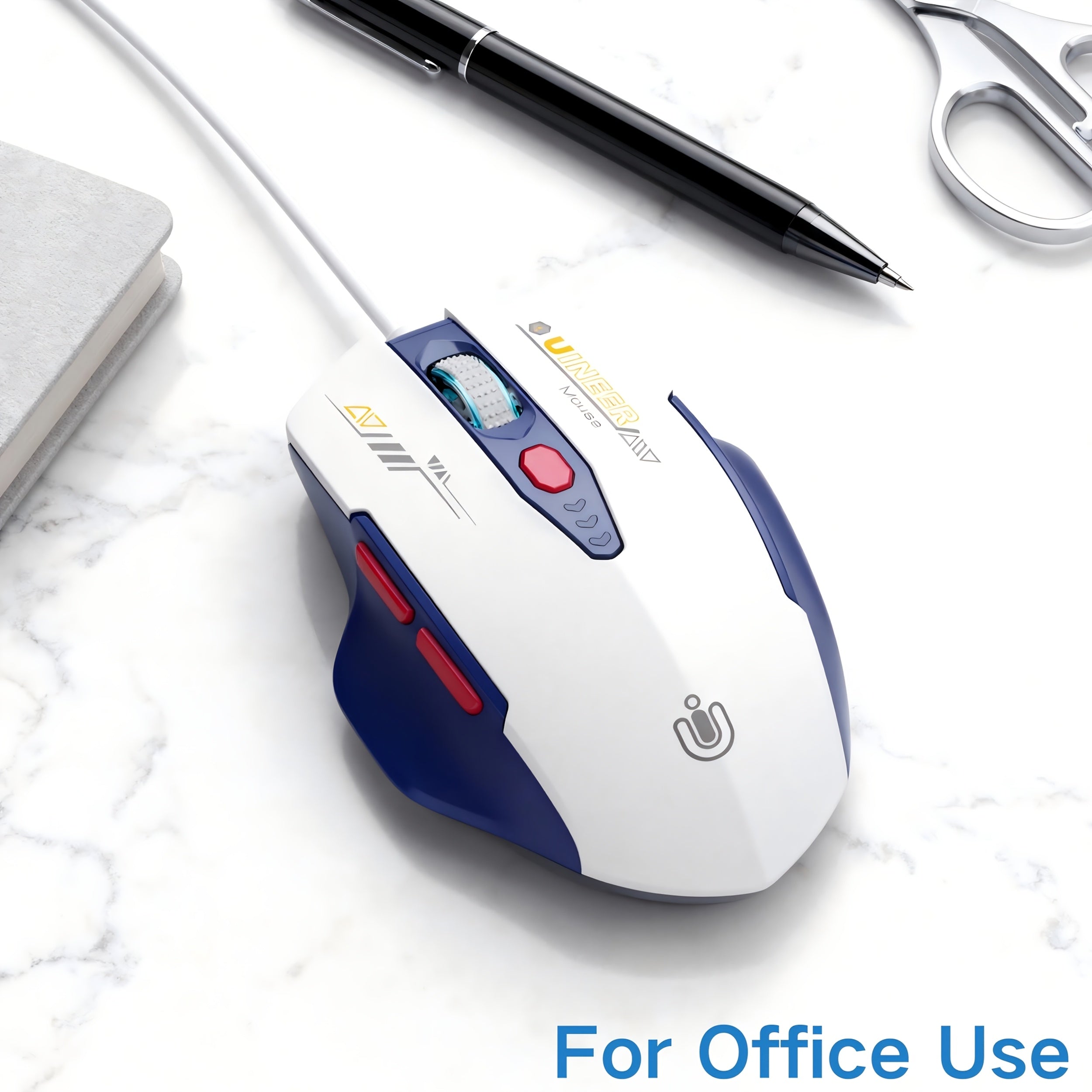 Uineer Ergonomic Wired USB Mouse • 6 Buttons • 1.5m Cable • Optical Tracking for PC & Laptop