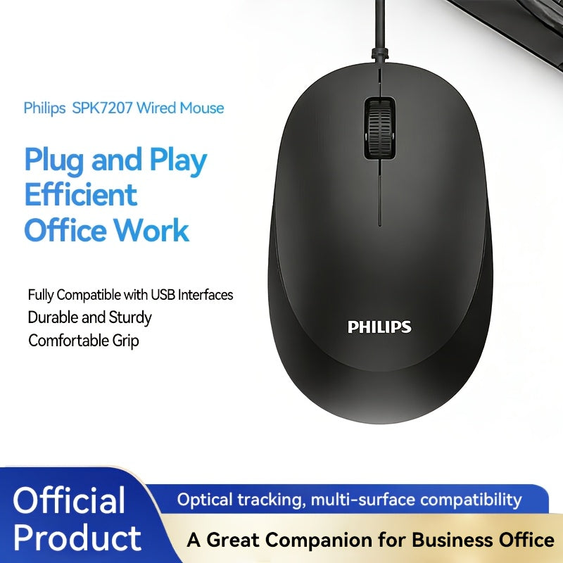Philips Wired Mouse, 1200 DPI, Ergonomic Design, Plug-and-Play USB, Suitable for Office, Home, and Gaming Use