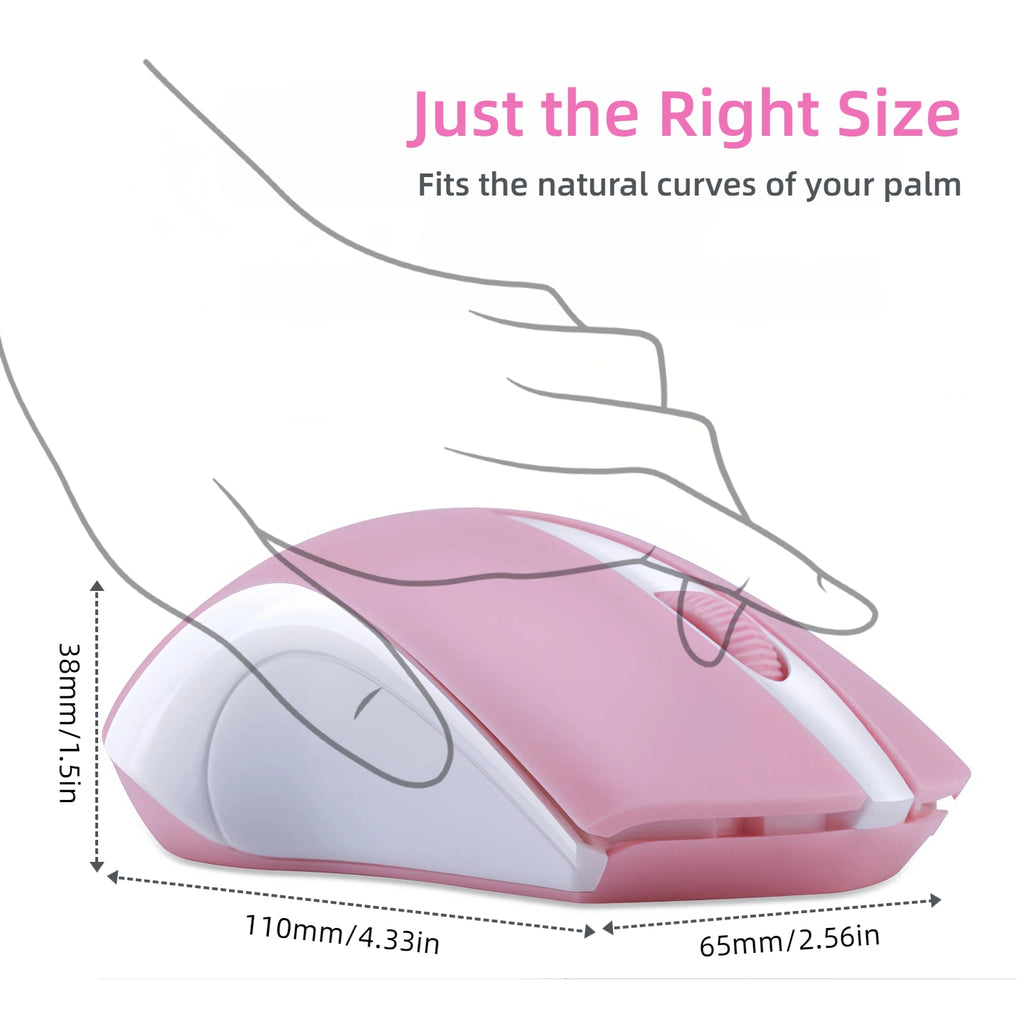 T-WOLF Portable Wireless Mouse- 2.4G Nano Receiver, Long Battery Life, Ergonomic Optical Mouse, Simple Stylish Work Home Study Mouse for Laptop, PC, Tablet- Black, White& Pink