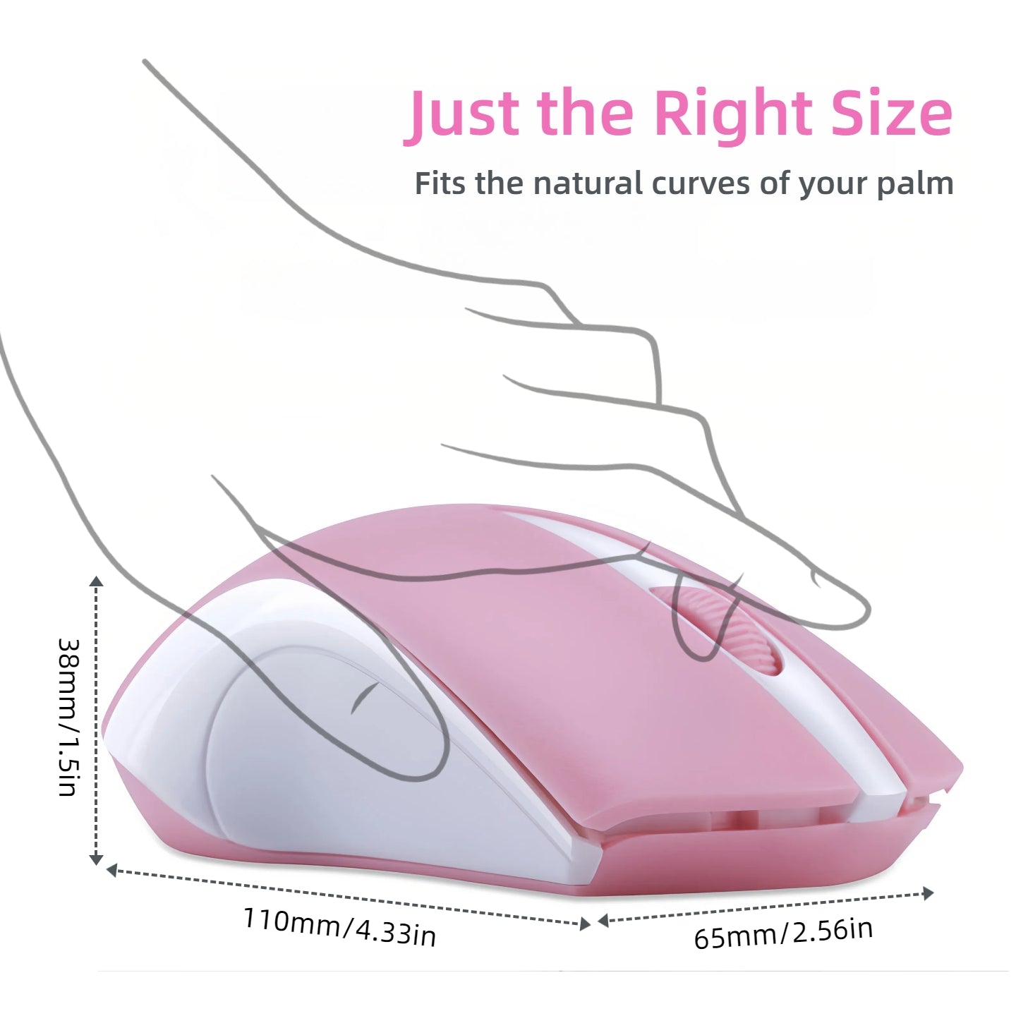 T-WOLF Portable Wireless Mouse- 2.4G Nano Receiver, Long Battery Life, Ergonomic Optical Mouse, Simple Stylish Work Home Study Mouse for Laptop, PC, Tablet- Black, White& Pink
