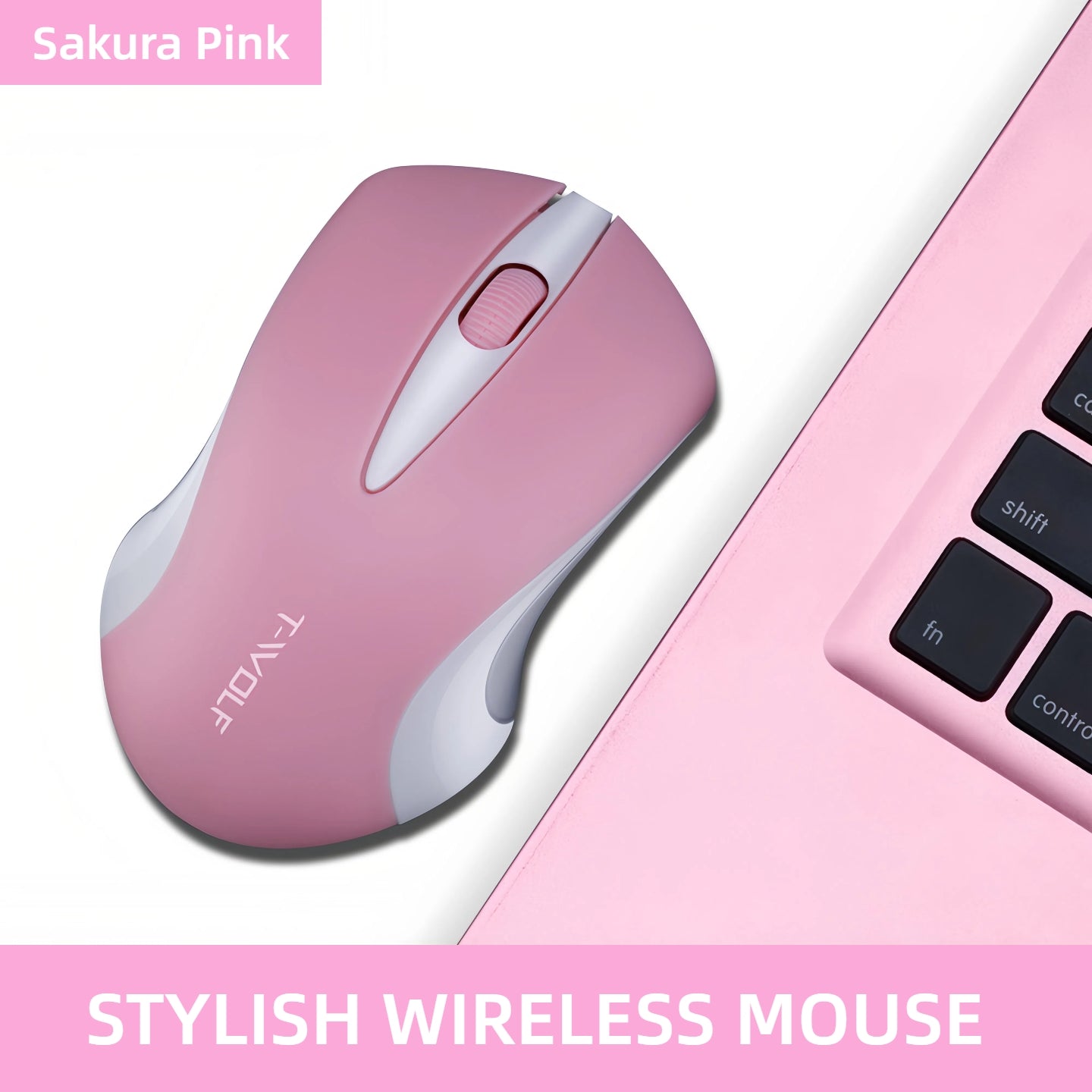 T-WOLF Portable Wireless Mouse- 2.4G Nano Receiver, Long Battery Life, Ergonomic Optical Mouse, Simple Stylish Work Home Study Mouse for Laptop, PC, Tablet- Black, White& Pink