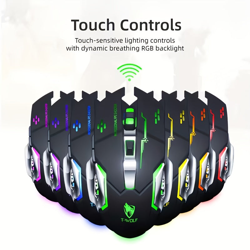 BT+ 2.4G Wireless Mouse | RGB Gaming Mouse, Rechargeable Dual-mode, Silent Click, Long Battery Life, Universal Ergonomic Design for Both Left and Right Hands - Suitable for Office and Gaming - Computer\u002FLaptop