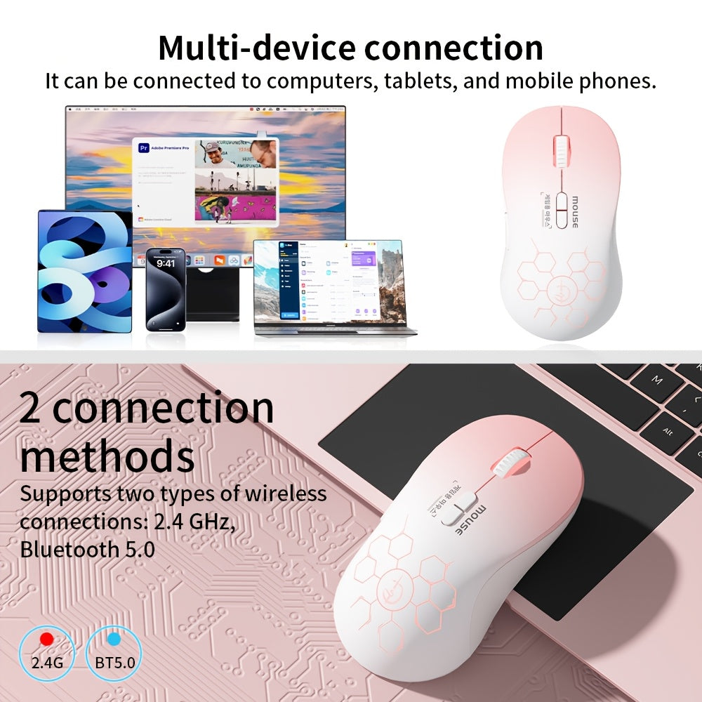 Wireless Gaming Mouse, Rechargeable, 2.4G Wireless Mouse With USB Receiver, Wireless Compatible, With Cool RGB Breathing Light And Battery Indicator, Laptop Mouse, 7 Buttons, Portable, Suitable For Laptops, Desktop Computers And PCs