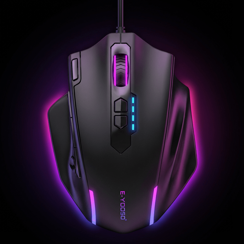 11-key Multifunctional Mouse with Macro Support. Ergonomic Design for Long-term Use Without