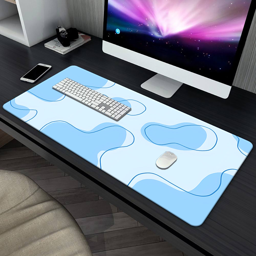 1 Blue Fluid Design High-definition Printed Desk Mat, with a Non-slip Rubber Base, Suitable for Gaming Setups, Office Desks, Home Workstations, Student Desks, and as a PC Keyboard Mat or Table Protect