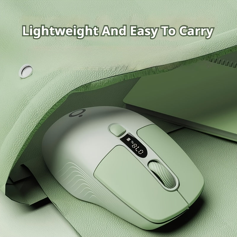 EWEADN Mini 2.4G Wireless & BT Rechargeable & Silent Mouse | With Type-C Charging Port, Remaining Power Display, Suitable for Office, Esports, Home Use, Compatible with Laptop & Desktop Computers, Green