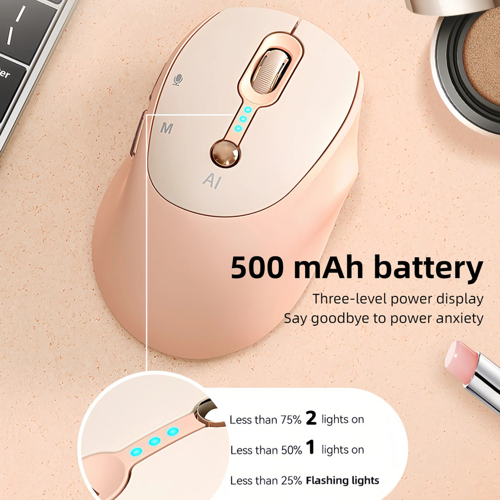 T-WOLF AI Wireless Mouse - Includes Free Smart AI Office, Voice-To-Text And Translation, AI Writing And PPT Generation, Silent Wireless + 2.4G Dual-Mode Office Mouse, Rechargeable with Battery Level Display, Suitable for PC, Laptops, And Tablets
