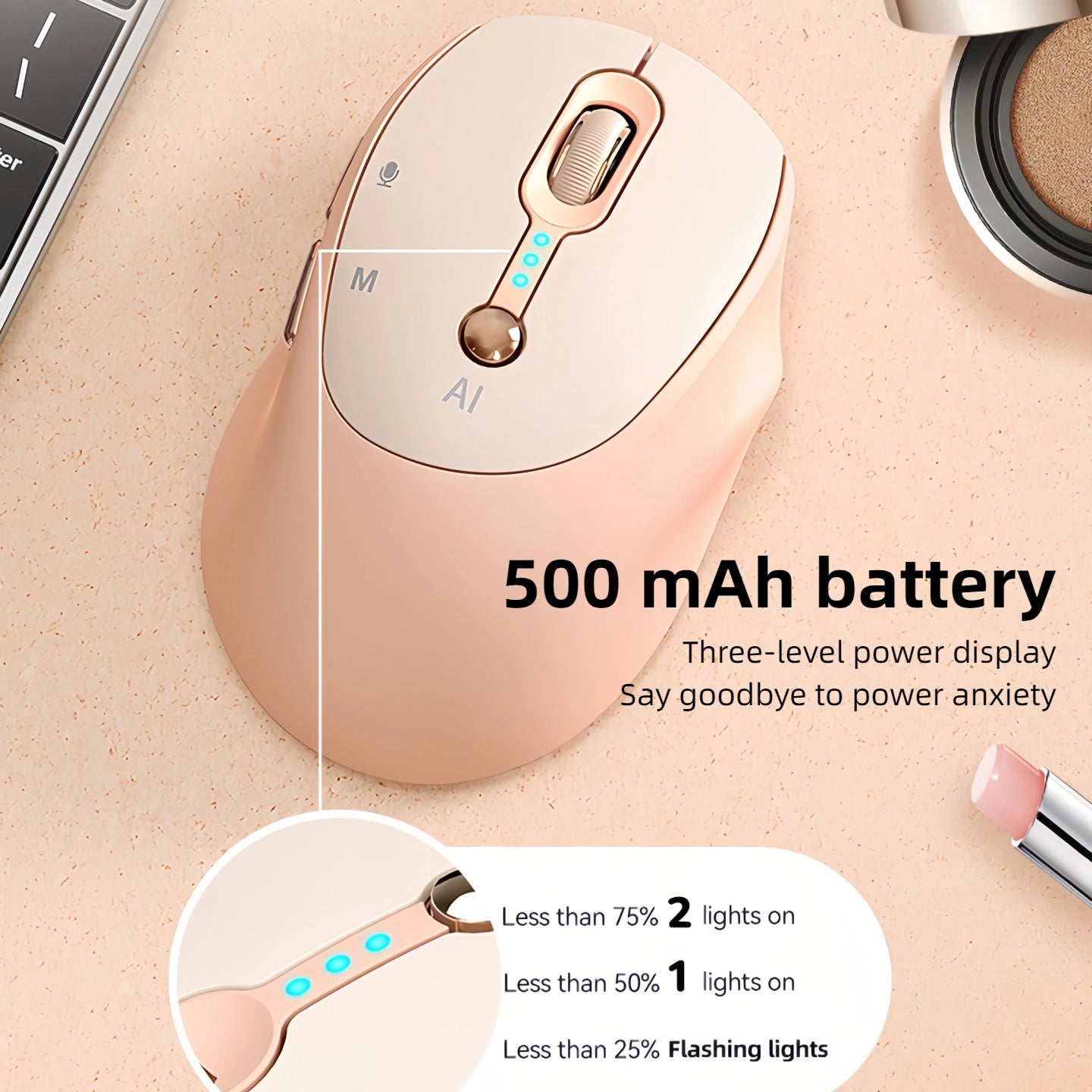 T-WOLF AI Wireless Mouse - Includes Free Smart AI Office, Voice-To-Text And Translation, AI Writing And PPT Generation, Silent Wireless + 2.4G Dual-Mode Office Mouse, Rechargeable with Battery Level Display, Suitable for PC, Laptops, And Tablets