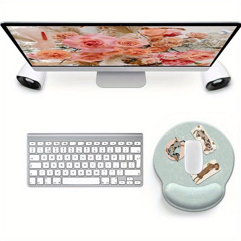 1pc a Mouse Pad Featuring a Small Dog Swimming Design, Designed Ergonomically with Wrist Support, a Non-Slip Base, And Comfort for Typing, Ideal for Both Gaming And Office Environments