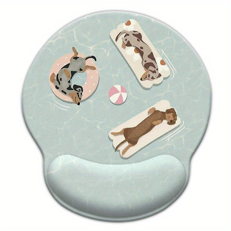 1pc a Mouse Pad Featuring a Small Dog Swimming Design, Designed Ergonomically with Wrist Support, a Non-Slip Base, And Comfort for Typing, Ideal for Both Gaming And Office Environments