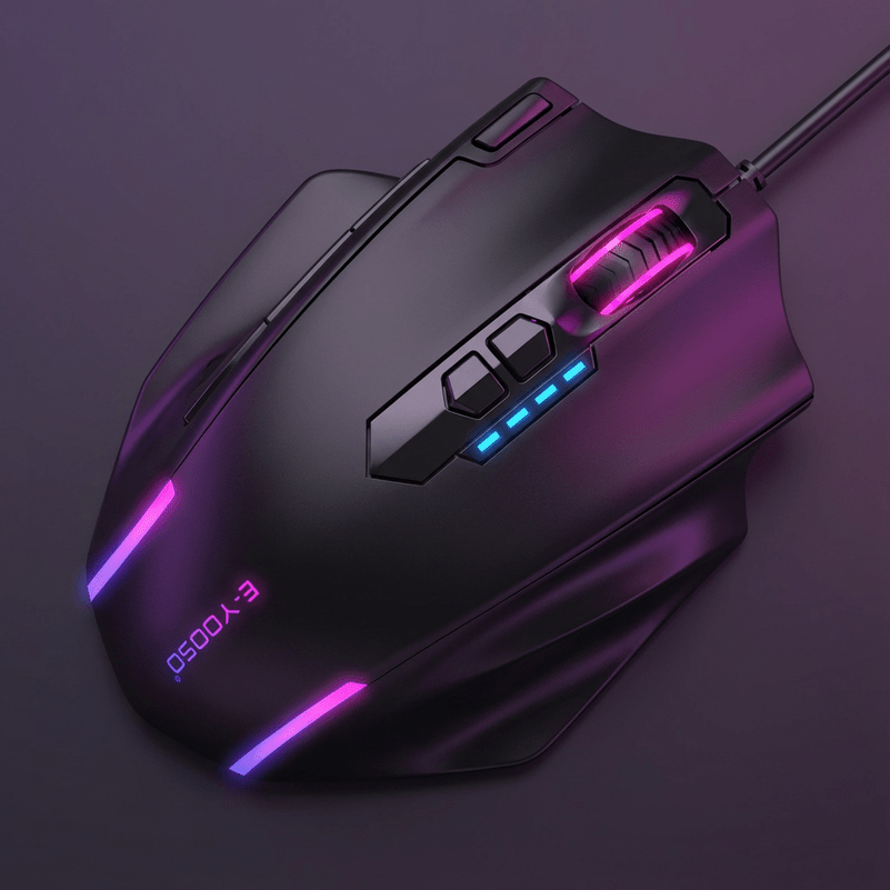 11-key Multifunctional Mouse with Macro Support. Ergonomic Design for Long-term Use Without