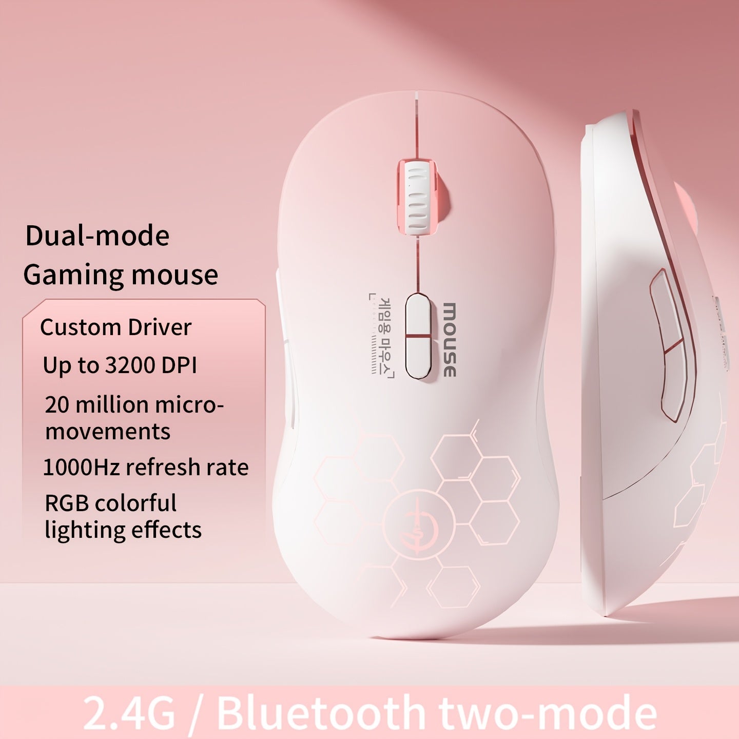 Wireless Gaming Mouse, Rechargeable, 2.4G Wireless Mouse With USB Receiver, Wireless Compatible, With Cool RGB Breathing Light And Battery Indicator, Laptop Mouse, 7 Buttons, Portable, Suitable For Laptops, Desktop Computers And PCs