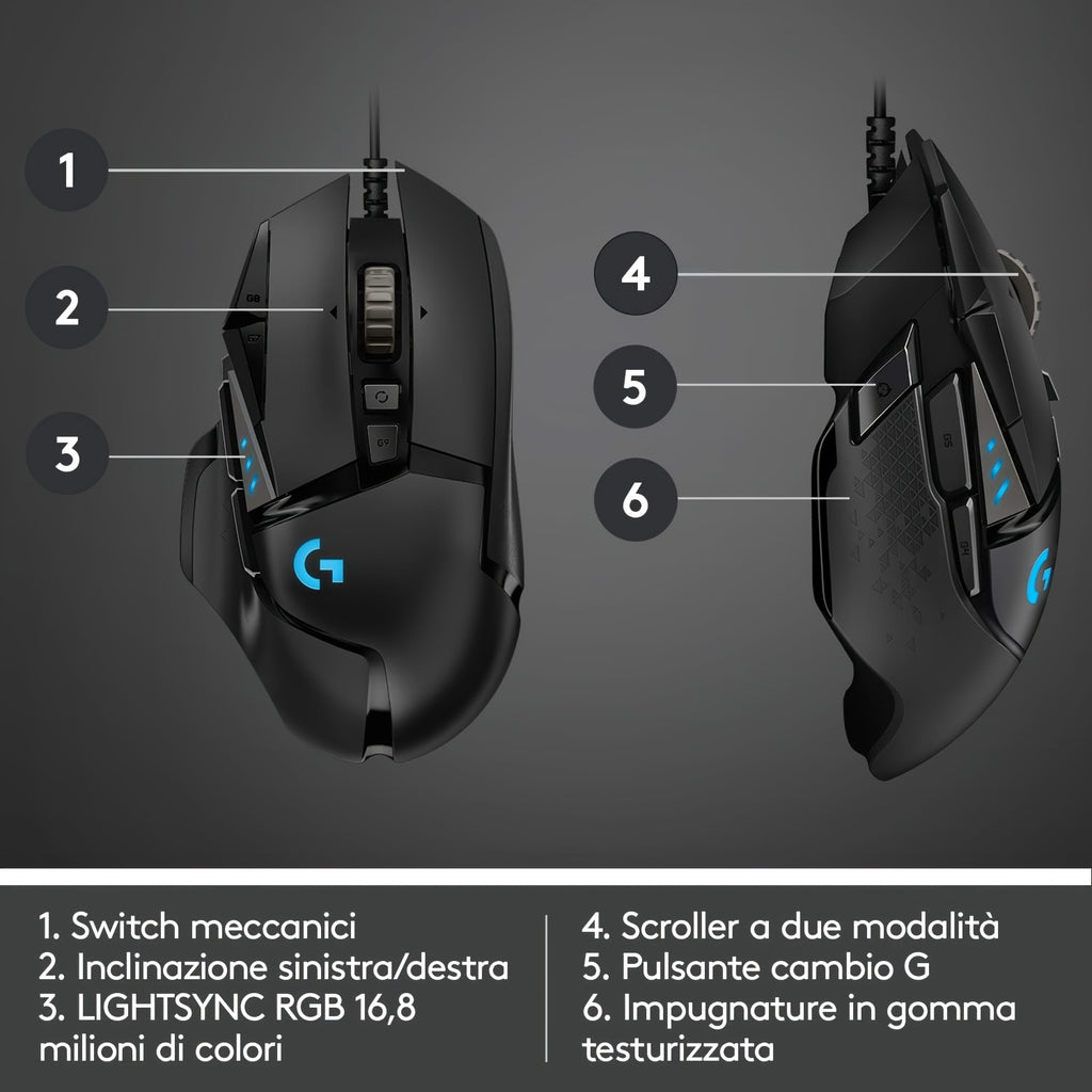 Logitech G502 Hero Wired Gaming Mouse for LOL, PUBG, And CF