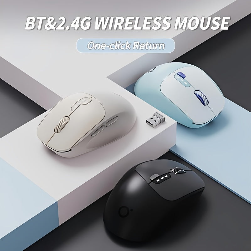 EWEADN Q5 Mini Wireless 2.4G+BT Rechargeable & Silent Mouse, Featuring a Type-C Charging Port And a One-Key Return Function, Ideal for Office Work, Esports, And Home Use, Compatible with Both Laptops And Desktop Computers for Gaming