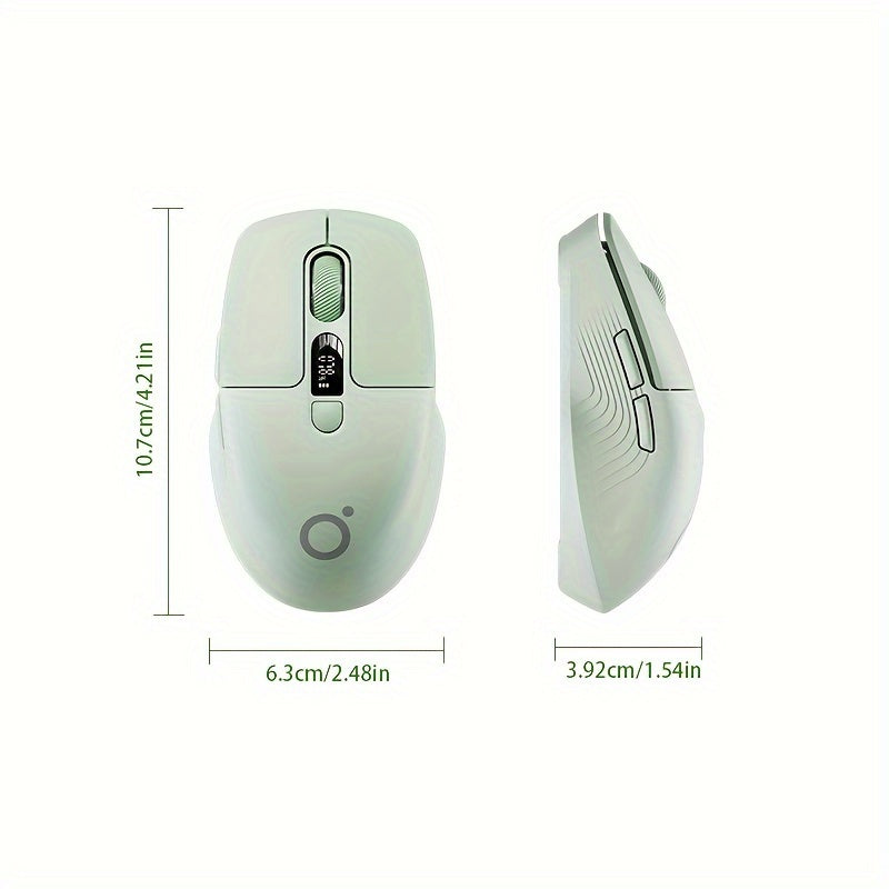 EWEADN Mini 2.4G Wireless & BT Rechargeable & Silent Mouse | With Type-C Charging Port, Remaining Power Display, Suitable for Office, Esports, Home Use, Compatible with Laptop & Desktop Computers, Green