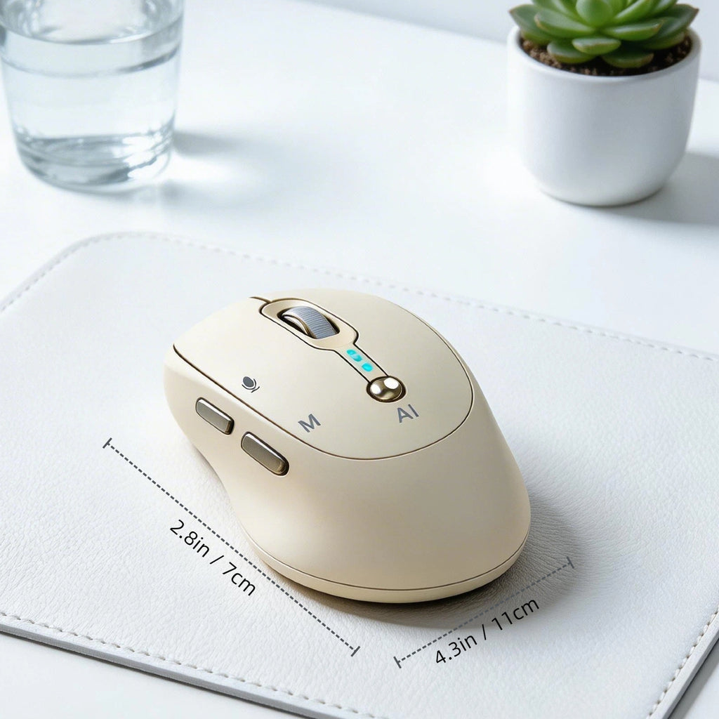 T-WOLF AI Wireless Mouse - Includes Free Smart AI Office, Voice-To-Text And Translation, AI Writing And PPT Generation, Silent Wireless + 2.4G Dual-Mode Office Mouse, Rechargeable with Battery Level Display, Suitable for PC, Laptops, And Tablets
