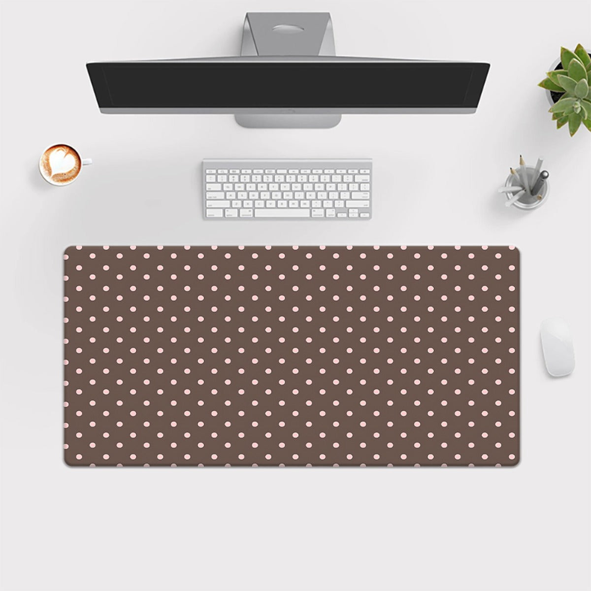 1pc of Brown Polka Dot Desk Pad Suitable for Gaming And Office Decoration, Featuring a Non-Slip Rubber Base, Extra-Large Size for Computer Use, Versatile Mouse Pad for Office Settings, Large XXL Mouse Pad