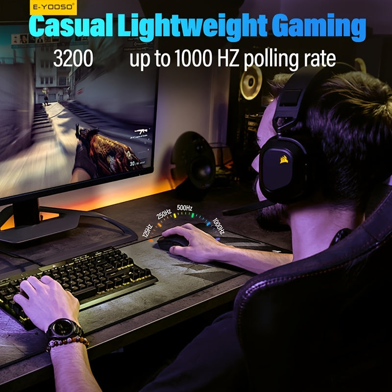 E-YOOSO 1pc Wired RGB Gaming Mouse - Adjustable Seven-Color Backlight, Macro Functions, SG8925 Chip, Compatible with Computer\u002FLaptop Devices, Plug And Play