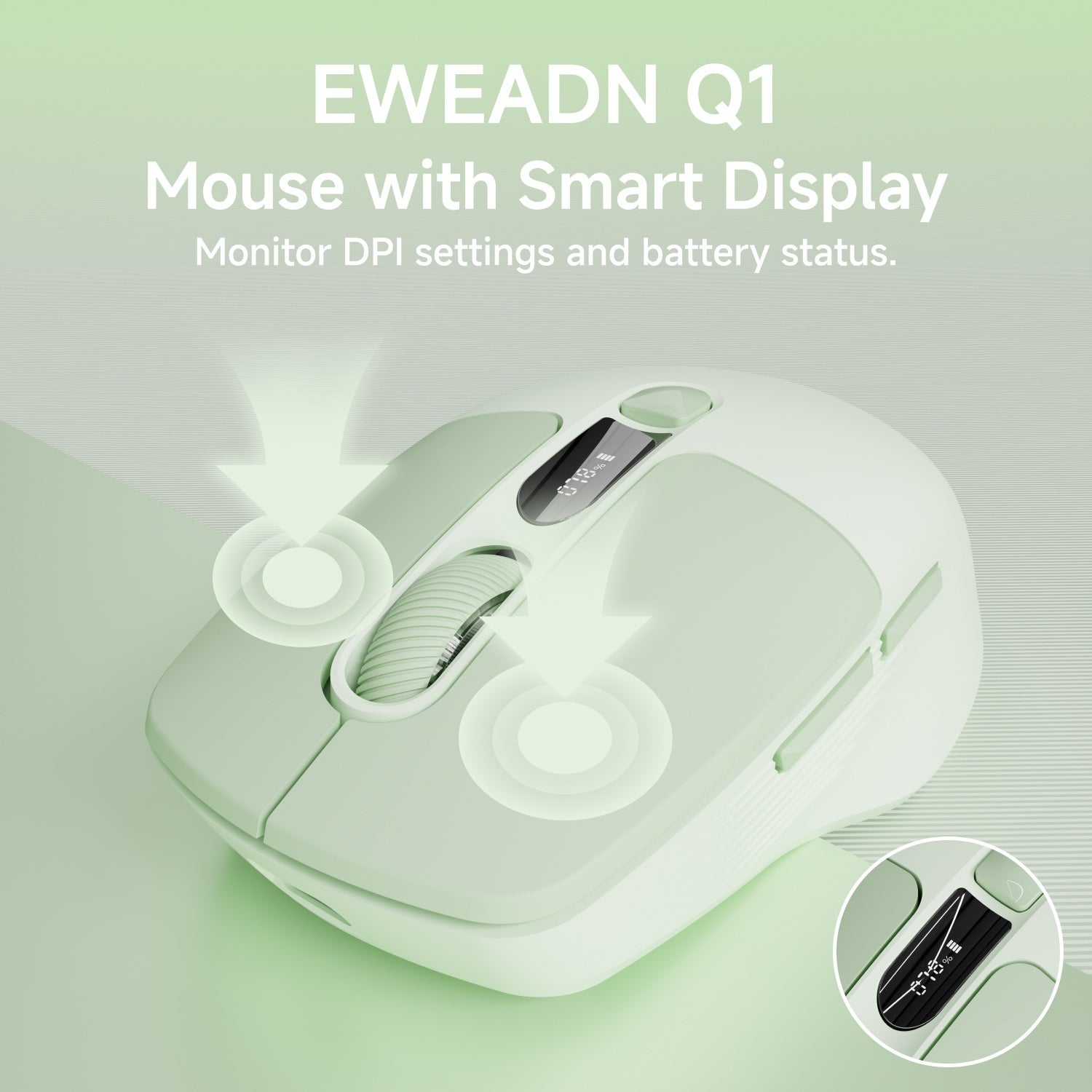 EWEADN Mini 2.4G Wireless & Wireless Rechargeable Silent Mouse Featuring a Type-C Charging Port, Power Level Indicator, Ideal for Office, Esports, And Home Use, Compatible with Laptops And Desktop Gaming Mice, in Green Color