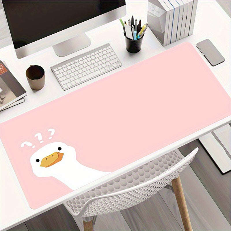 1pcs Large Office\u002F Gaming Mouse Pad Cute Confused Goose on  Background | Non-Slip, Washable | Suitable for Office, Dorm, and Gaming Desk - A Perfect Gift for Students, Gamers, and Office Workers