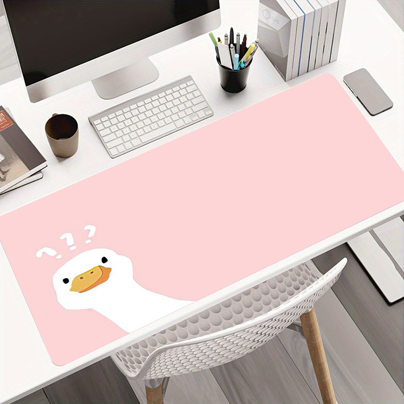 1pcs Large Office\u002F Gaming Mouse Pad Cute Confused Goose on  Background | Non-Slip, Washable | Suitable for Office, Dorm, and Gaming Desk - A Perfect Gift for Students, Gamers, and Office Workers
