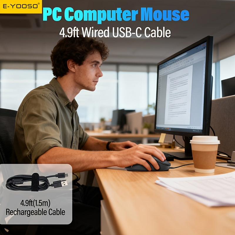 E-YOOSO 1pc Wired RGB Gaming Mouse - Adjustable Seven-Color Backlight, Macro Functions, SG8925 Chip, Compatible with Computer\u002FLaptop Devices, Plug And Play