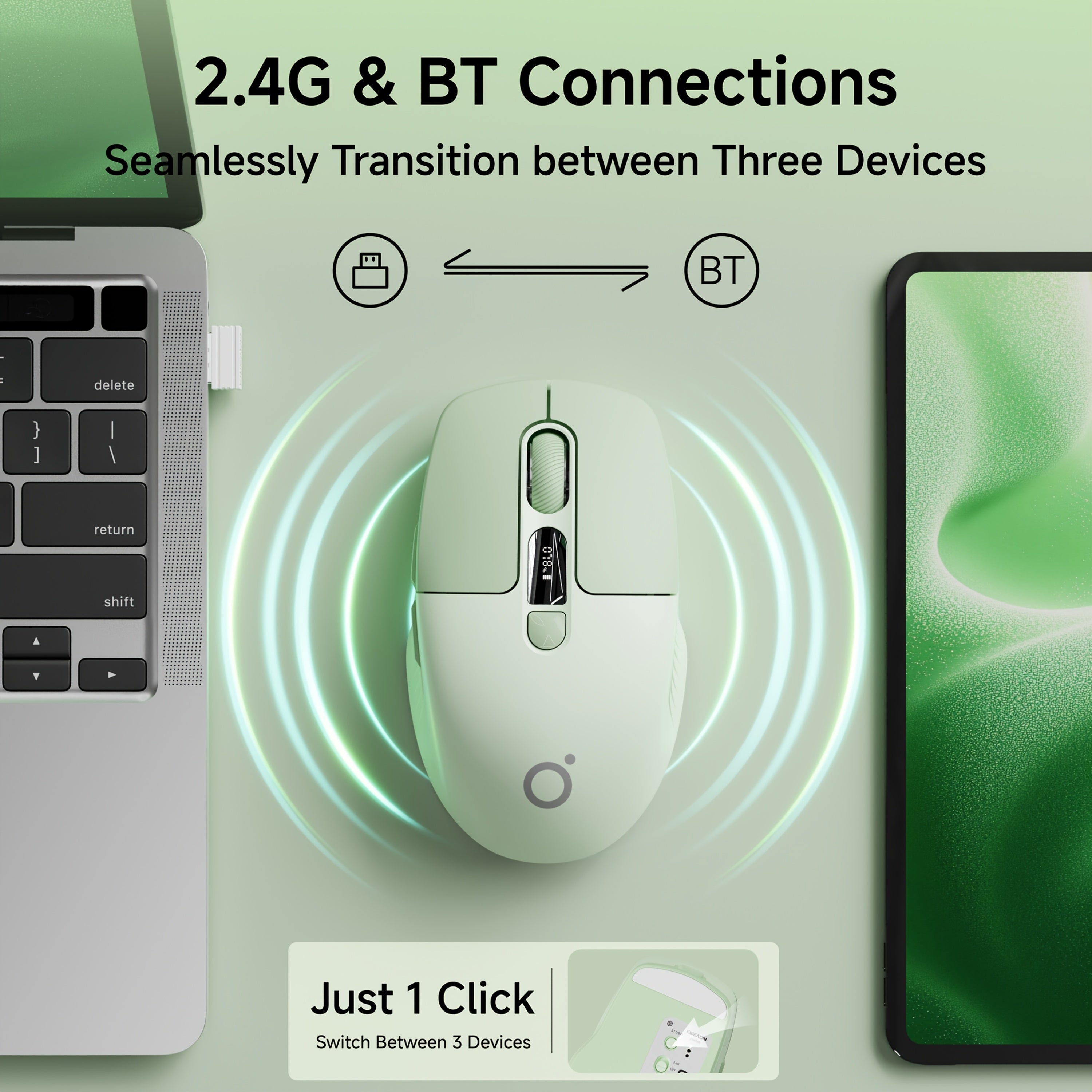 EWEADN Compact Rechargeable Quiet Mouse Featuring 2.4G Wireless And Wireless, Type-C Charging Port, Perfect for Office Work, Gaming, And Home Use, Compatible with Laptops And Desktop Computers, Available in Green And Blue Purple