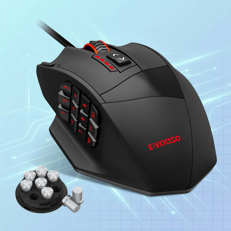 Wired Gaming Mouse with 18 Programmable Keys, RGB Lighting, 8 Weights, Perfect As a Gift for Your Boyfriend