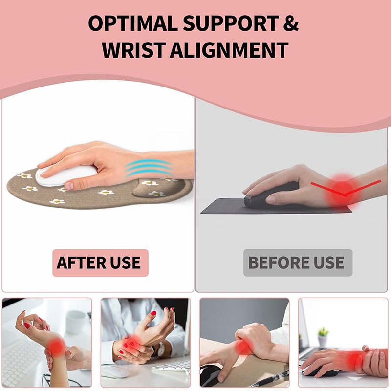 1pc Mouse Pad with Wrist Support\u002FCartoon Flowers Design\u002FErgonomic Non-Slip Base for Comfortable Typing\u002FIdeal for Gaming and Office Use