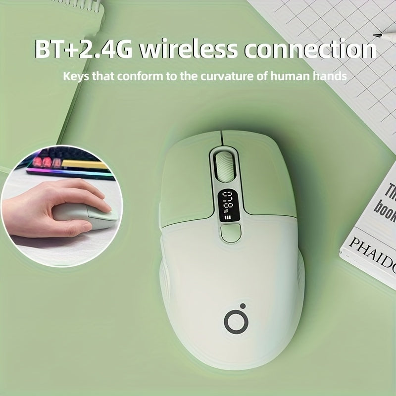 EWEADN Mini 2.4G Wireless & Wireless Rechargeable Silent Mouse Featuring a Type-C Charging Port, Power Level Indicator, Ideal for Office, Esports, And Home Use, Compatible with Laptops And Desktop Gaming Mice, in Green Color