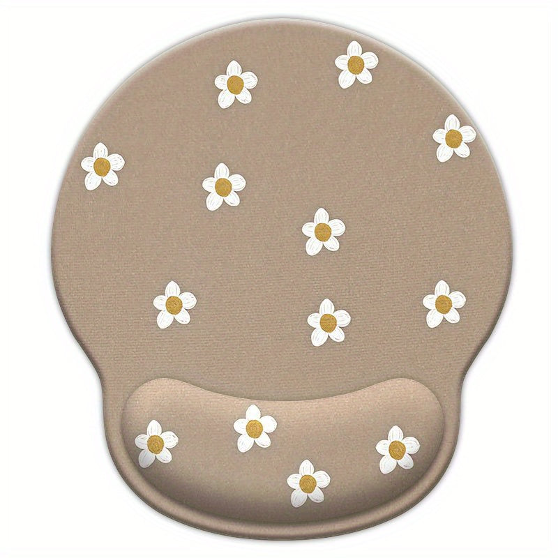 1pc Mouse Pad with Wrist Support\u002FCartoon Flowers Design\u002FErgonomic Non-Slip Base for Comfortable Typing\u002FIdeal for Gaming and Office Use
