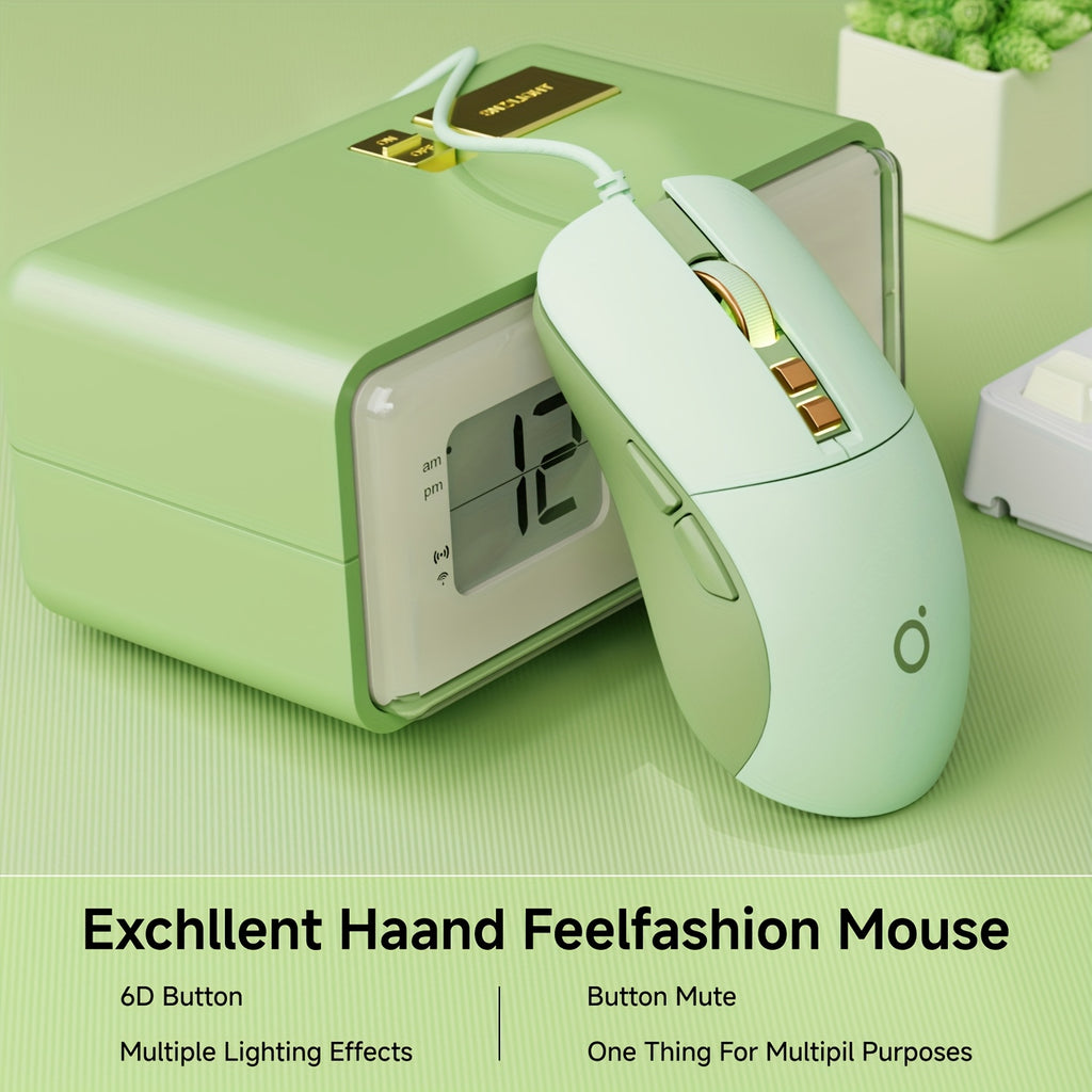 EWEADN Wired Casual Mouse, Silent And Chic with Vibrant LED Lighting, Great for Everyday Tasks And Gaming, Comfortable And Portable Design for Home And Office, Ideal for Laptops And Desktops, Works with Various Devices