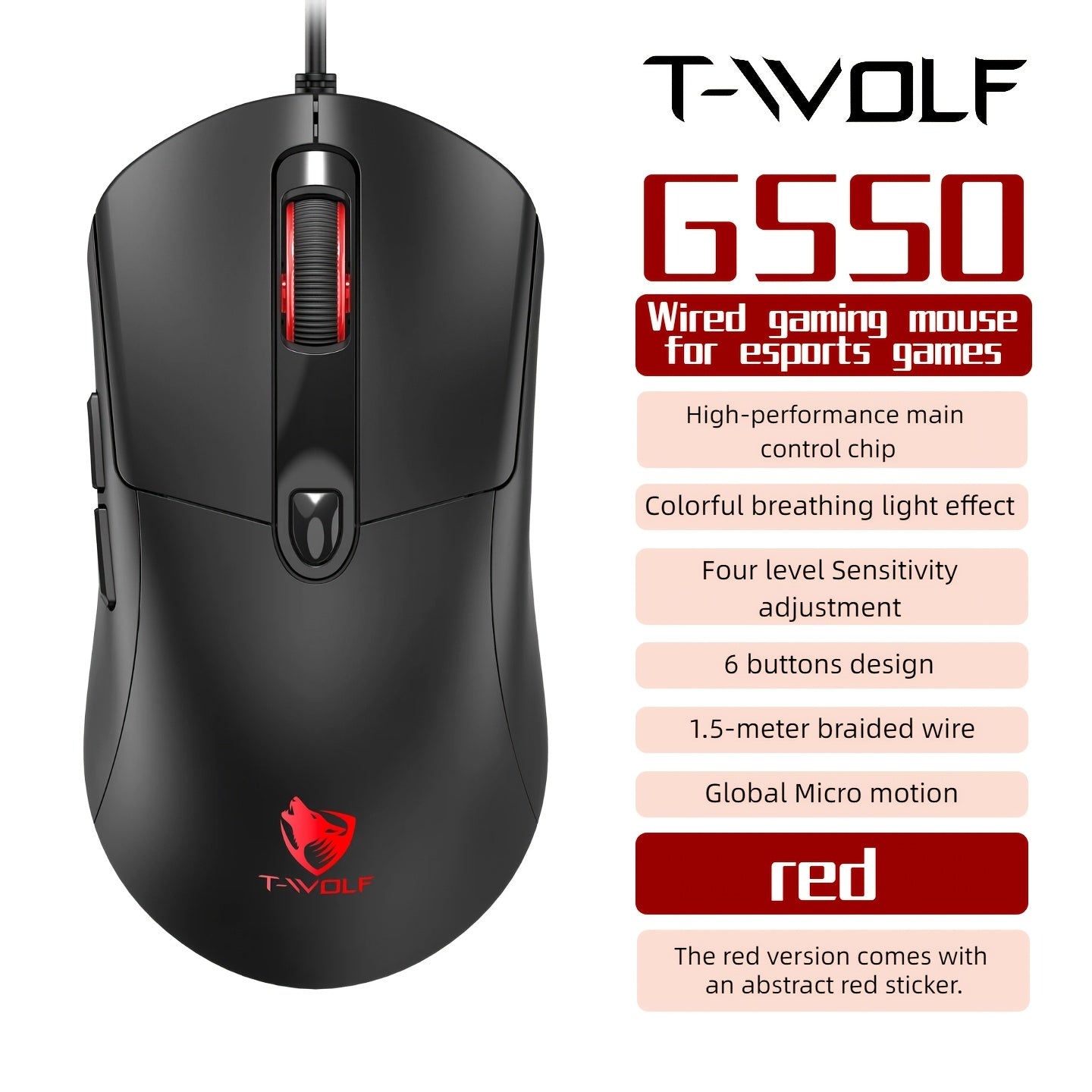 USB- Wired Gaming Mouse Compatible for PC & Laptop - Plug & Play Optical Right-Handed Mouse with Fast Response, Smooth Control, Plug-in for 7\u002FWork & Gaming (No Required)