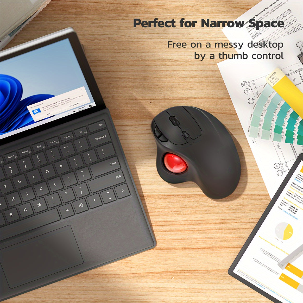 Nulea M501 Wireless Trackball Mouse, Rechargeable Ergonomic, Easy Thumb Control, Precise & Smooth Tracking, 3 Device Connection (Wireless Or USB Receiver), Compatible For PC, Laptop, Mac, Windows, Valentines Gifts