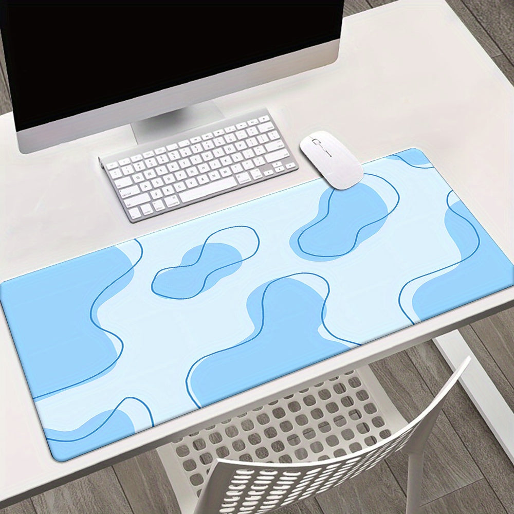 1 Blue Fluid Design High-definition Printed Desk Mat, with a Non-slip Rubber Base, Suitable for Gaming Setups, Office Desks, Home Workstations, Student Desks, and as a PC Keyboard Mat or Table Protect
