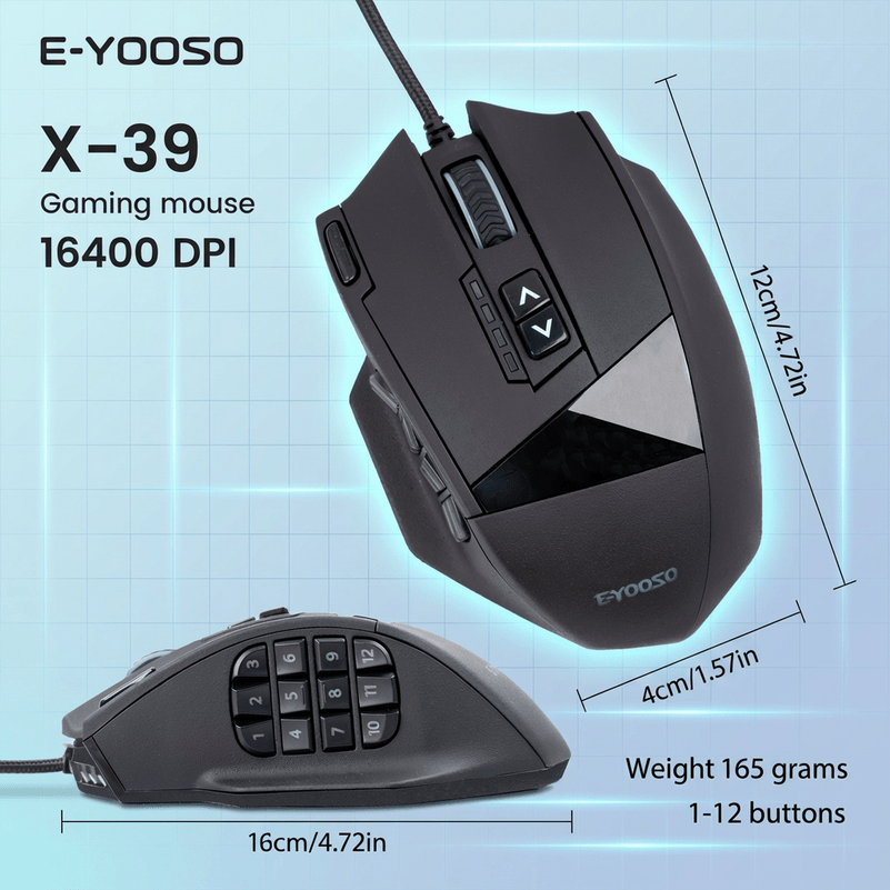 Wired Gaming Mouse with 18 Programmable Keys, RGB Lighting, 8 Weights, Perfect As a Gift for Your Boyfriend