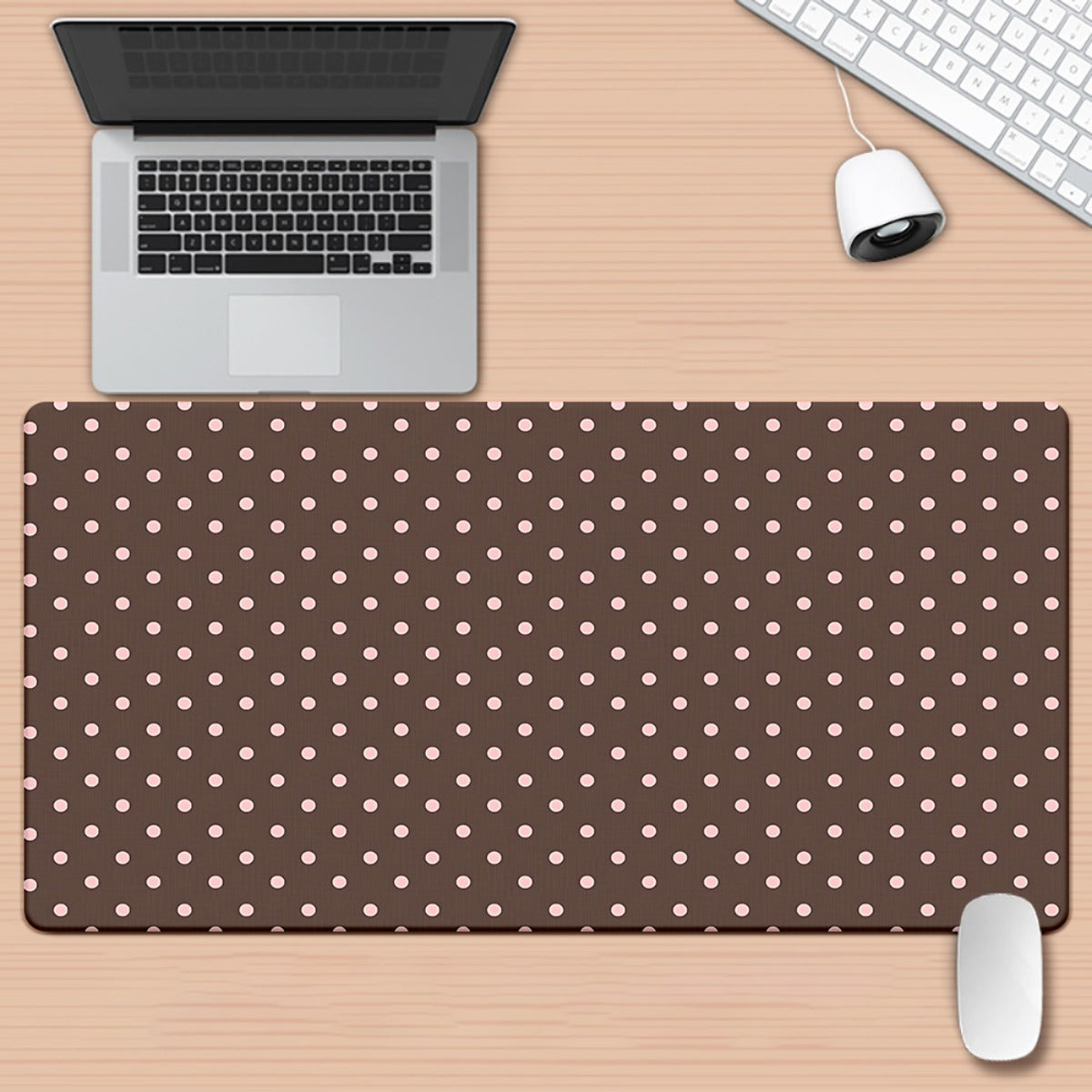 1pc of Brown Polka Dot Desk Pad Suitable for Gaming And Office Decoration, Featuring a Non-Slip Rubber Base, Extra-Large Size for Computer Use, Versatile Mouse Pad for Office Settings, Large XXL Mouse Pad