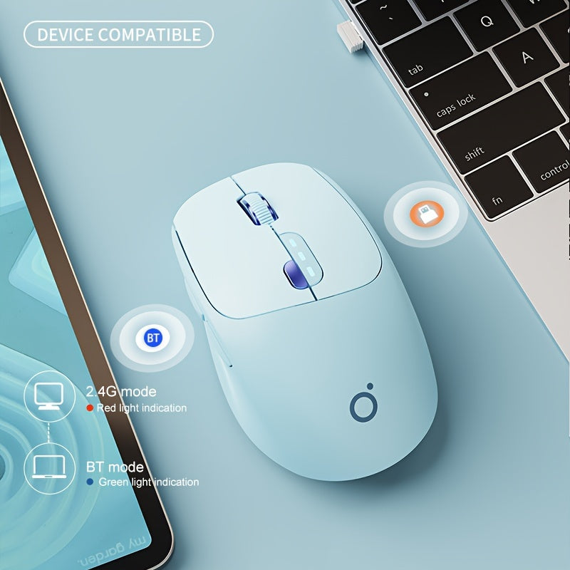 EWEADN Q5 Mini Wireless 2.4G+BT Rechargeable & Silent Mouse, Featuring a Type-C Charging Port And a One-Key Return Function, Ideal for Office Work, Esports, And Home Use, Compatible with Both Laptops And Desktop Computers for Gaming