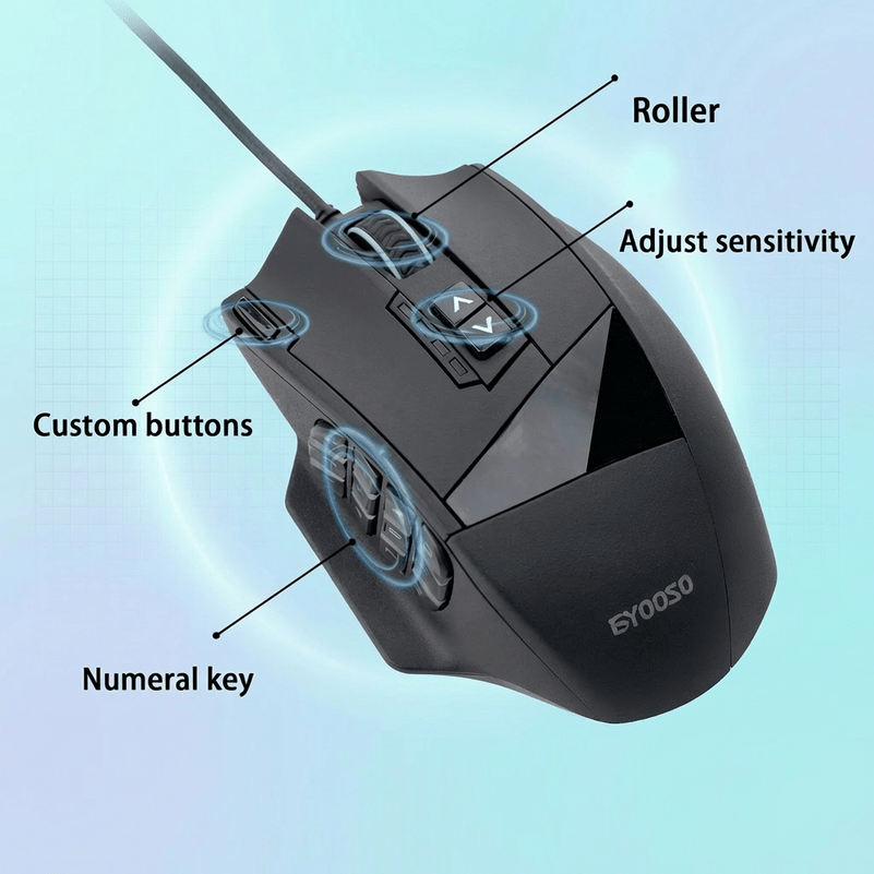 Wired Gaming Mouse with 18 Programmable Keys, RGB Lighting, 8 Weights, Perfect As a Gift for Your Boyfriend