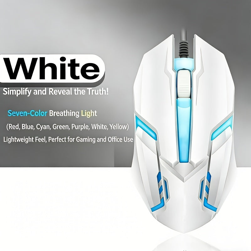 USB Wired Colorful Glowing Mouse Suitable for Office, Home, And Gaming; Compatible with Desktops And Laptops for Both Males And Females, Featuring Sound