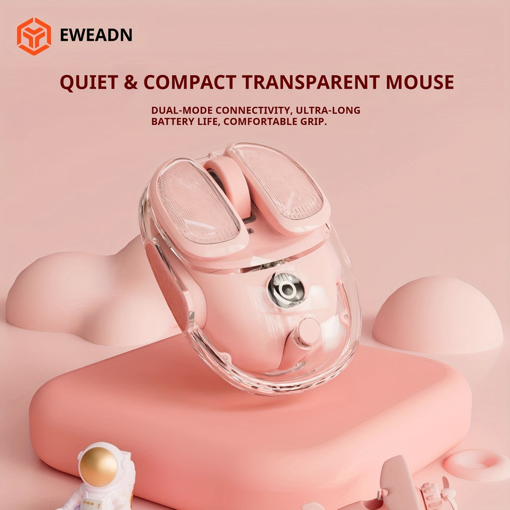 EWEADN Wireless Transparent Mini Mouse, Creamy Potato-Shaped BT\u002F2. 4G Dual-Mode Design, Silent Click, Lightweight & Ergonomic, Rechargeable and Portable, Perfect for Laptop, Tablet, Phone, Office, Home & Travel, Wireless Mouse, Tablet Accessory