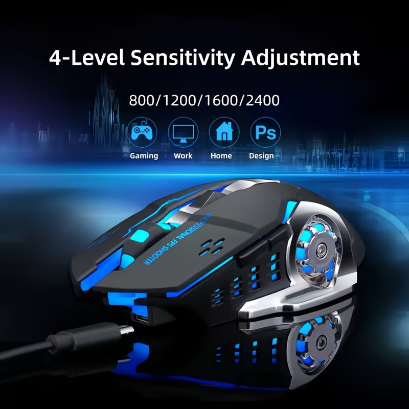 BT+ 2.4G Wireless Mouse | RGB Gaming Mouse, Rechargeable Dual-mode, Silent Click, Long Battery Life, Universal Ergonomic Design for Both Left and Right Hands - Suitable for Office and Gaming - Computer\u002FLaptop