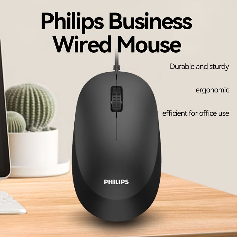 Philips Wired Mouse, 1200 DPI, Ergonomic Design, Plug-and-Play USB, Suitable for Office, Home, and Gaming Use