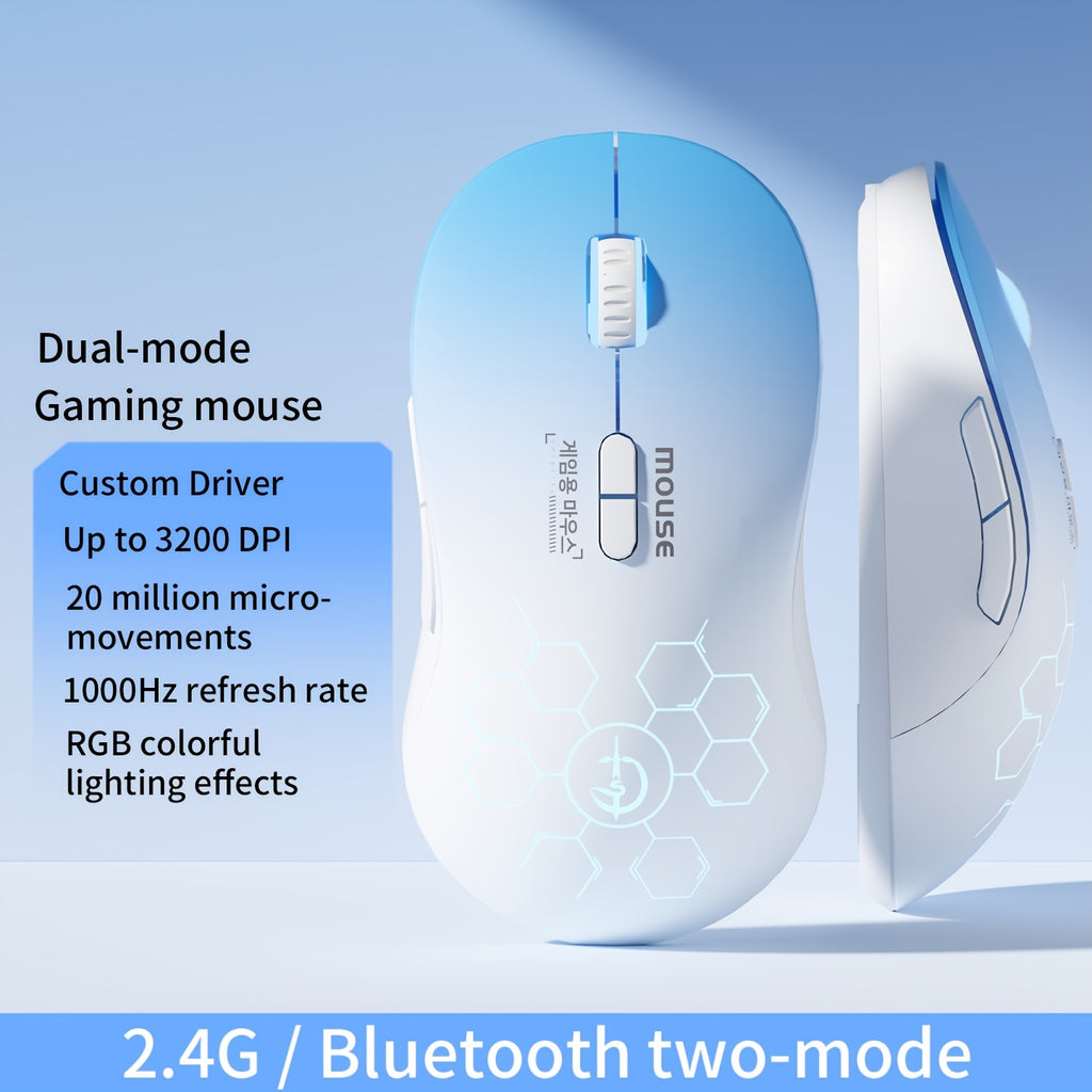 Wireless Gaming Mouse, Rechargeable, 2.4G Wireless Mouse With USB Receiver, Wireless Compatible, With Cool RGB Breathing Light And Battery Indicator, Laptop Mouse, 7 Buttons, Portable, Suitable For Laptops, Desktop Computers And PCs