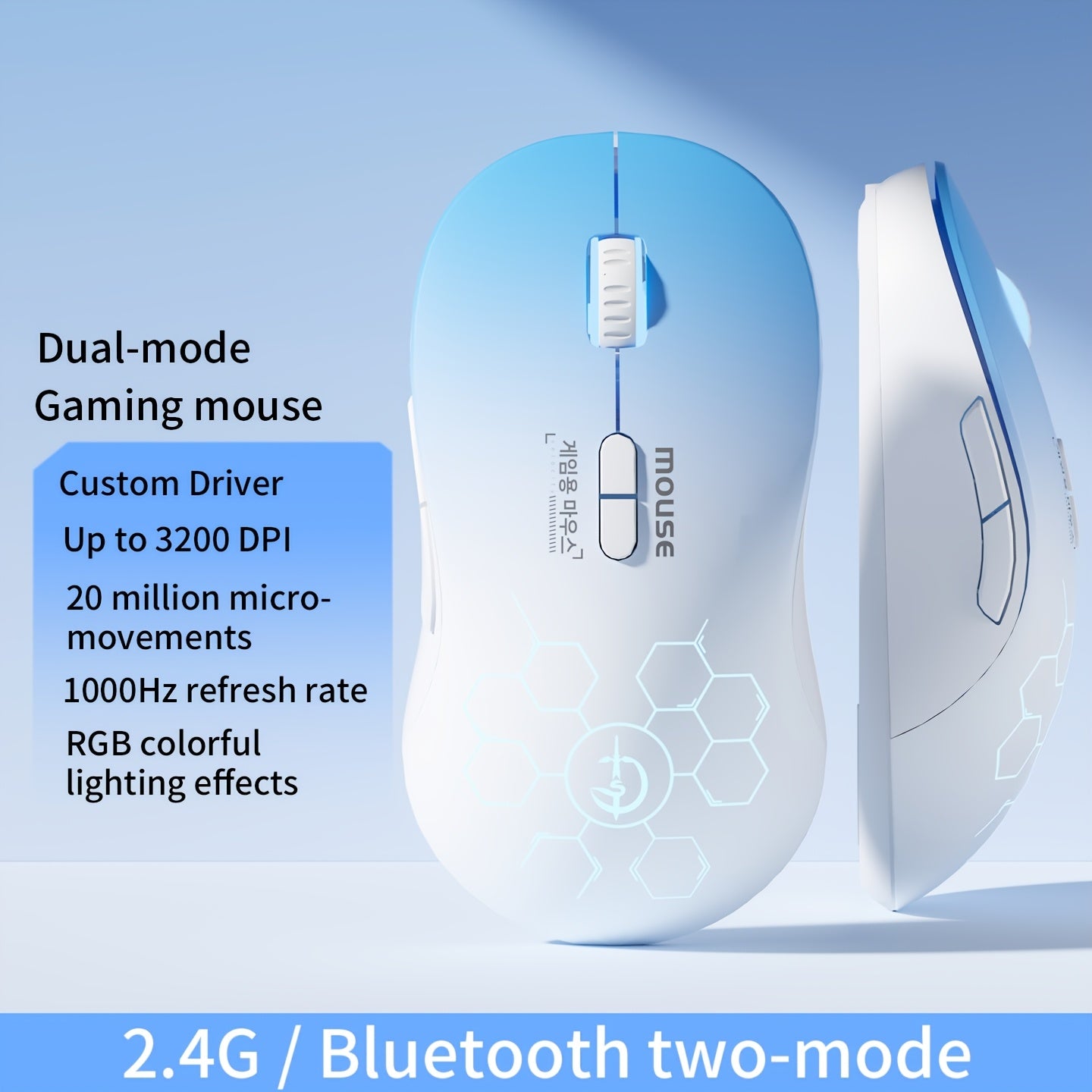 Wireless Gaming Mouse, Rechargeable, 2.4G Wireless Mouse With USB Receiver, Wireless Compatible, With Cool RGB Breathing Light And Battery Indicator, Laptop Mouse, 7 Buttons, Portable, Suitable For Laptops, Desktop Computers And PCs