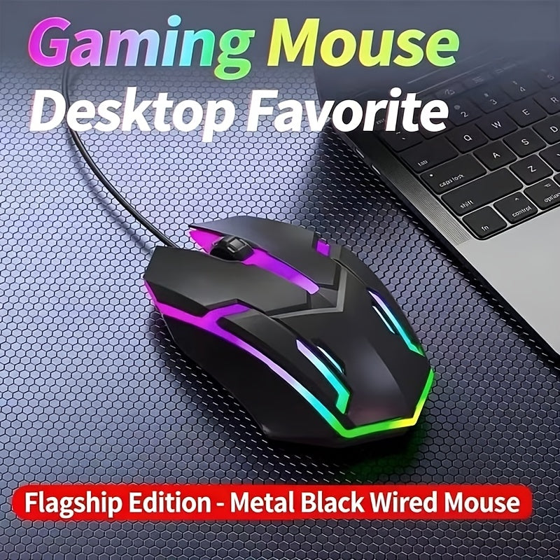 USB Wired Colorful Glowing Mouse Suitable for Office, Home, And Gaming; Compatible with Desktops And Laptops for Both Males And Females, Featuring Sound