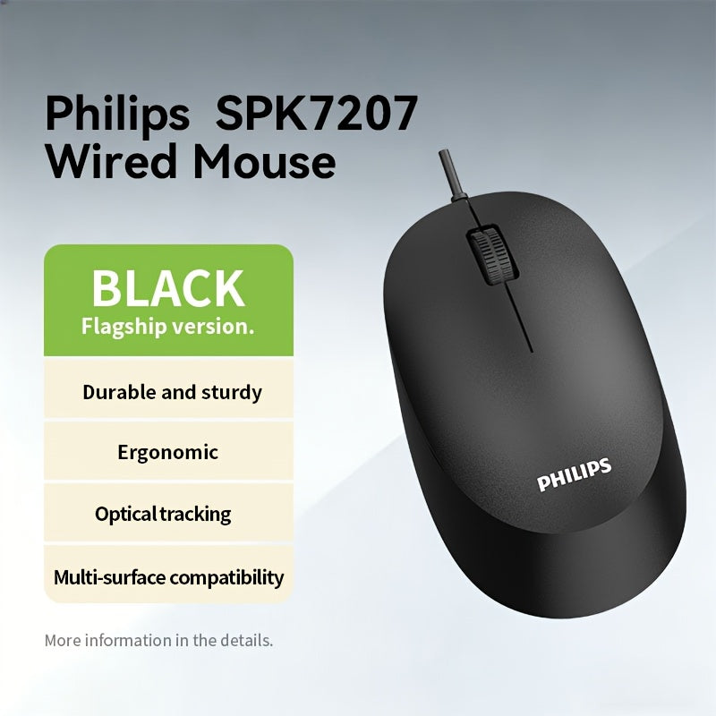 Philips Wired Mouse, 1200 DPI, Ergonomic Design, Plug-and-Play USB, Suitable for Office, Home, and Gaming Use