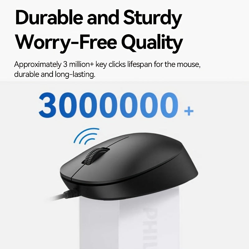 Philips Wired Mouse, 1200 DPI, Ergonomic Design, Plug-and-Play USB, Suitable for Office, Home, and Gaming Use