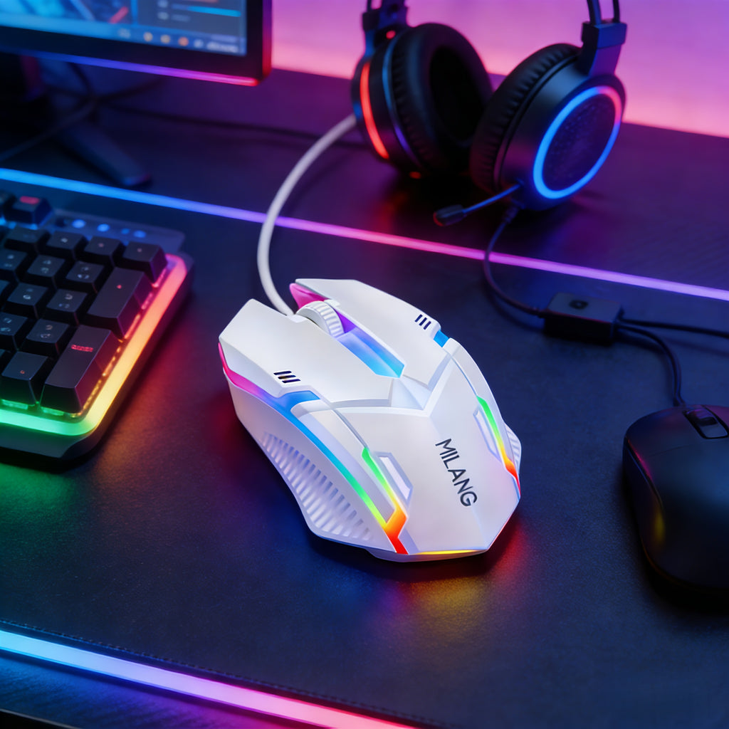 1pc Multi-Color Optional USB Desktop Computer Laptop Seven-Color Illuminated Mouse, Electronic Competition Office Gaming USB Wired Mouse, Battery Not Included, USB Plug-in Use